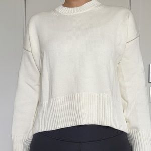 Everlane XXS knit cream crewneck high low sweater